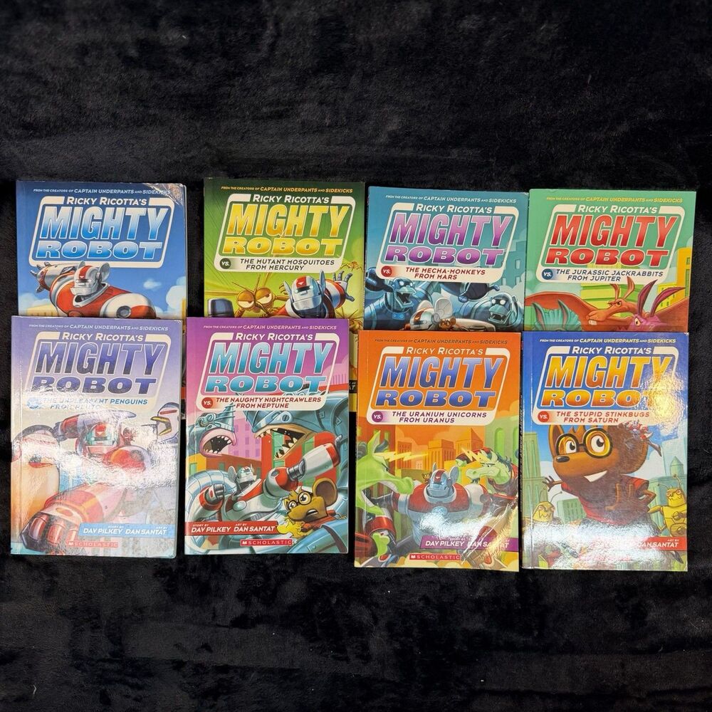 Ricky Ricotta's Mighty Robot Book Series Volumes 1-9 Dav Pilkey & Dan Santat
